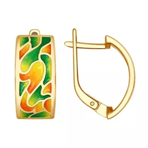 Серьги из золочёного серебра с эмалью