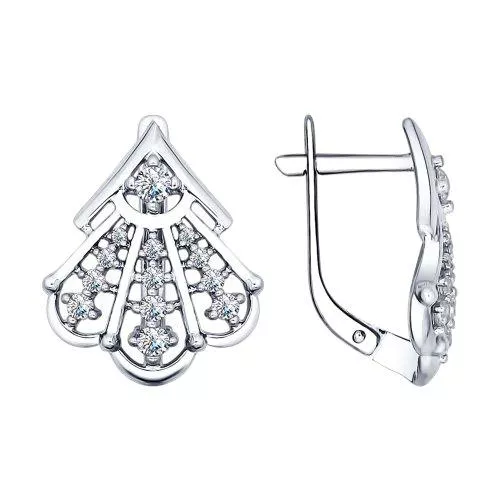 Серьги из серебра с фианитами