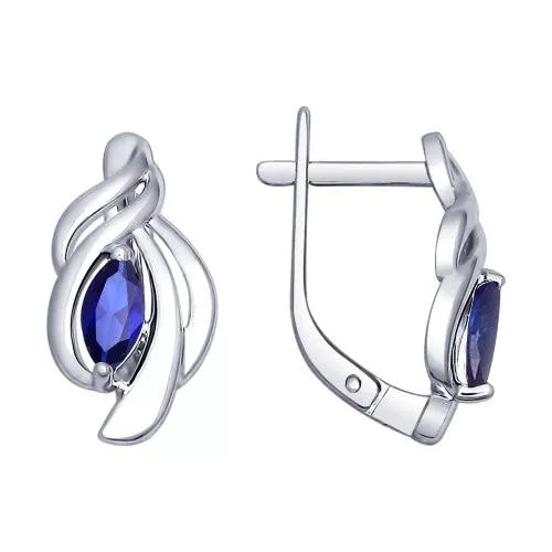 Серьги из серебра с сапфирами