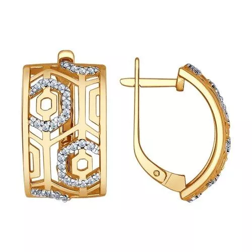 Серьги из золочёного серебра с фианитами