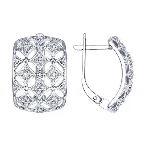 Серьги из серебра с фианитами