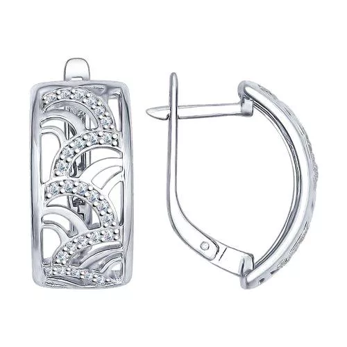 Серьги из серебра с фианитами