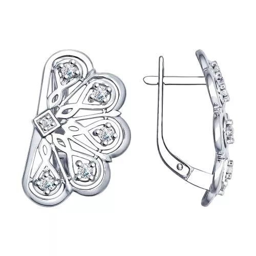 Серьги из серебра с фианитами