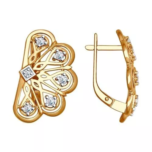 Серьги из золочёного серебра с фианитами