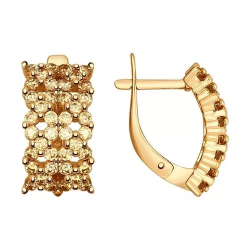 Серьги из золочёного серебра с жёлтыми фианитами