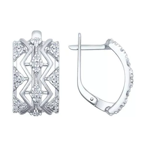 Серьги из серебра с фианитами