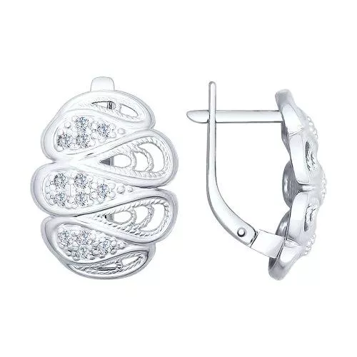 Серьги из серебра с фианитами