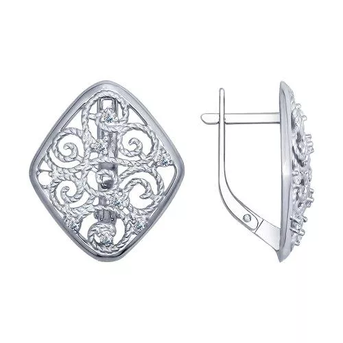 Серьги из серебра с фианитами