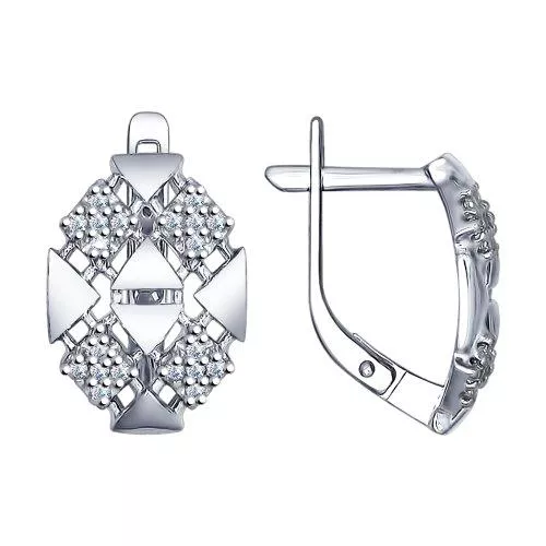 Серьги из серебра с фианитами