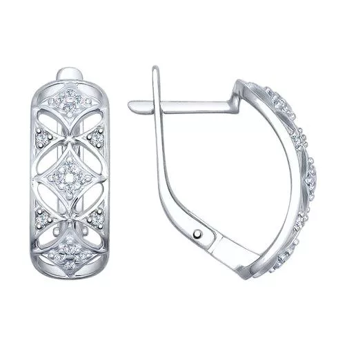 Серьги из серебра с фианитами