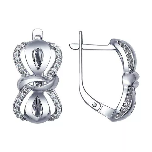 Серьги из серебра с фианитами