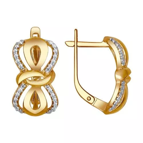 Серьги из золочёного серебра с фианитами