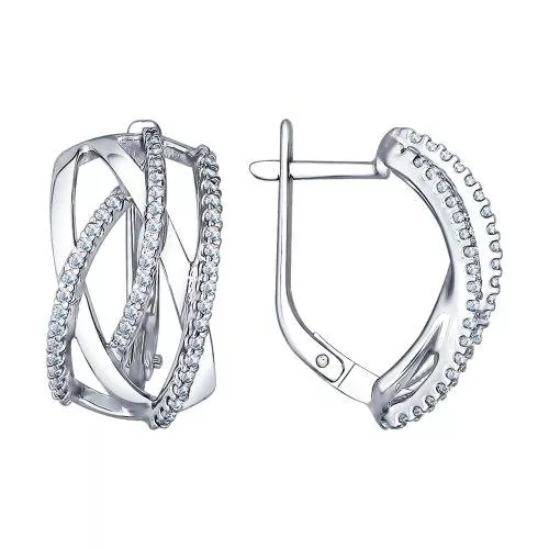 Серьги из серебра с фианитами