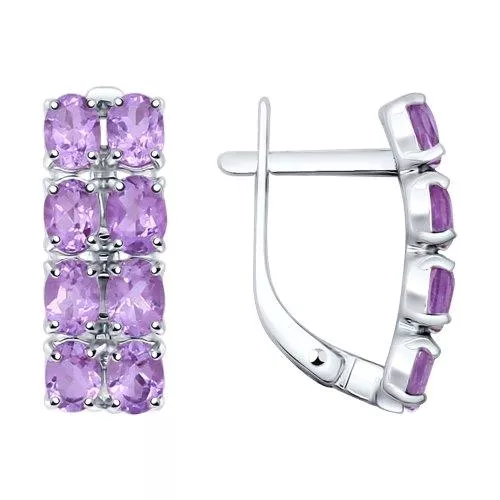 Серьги из серебра с аметистами