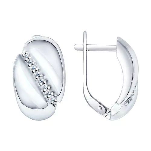 Серьги из серебра с фианитами