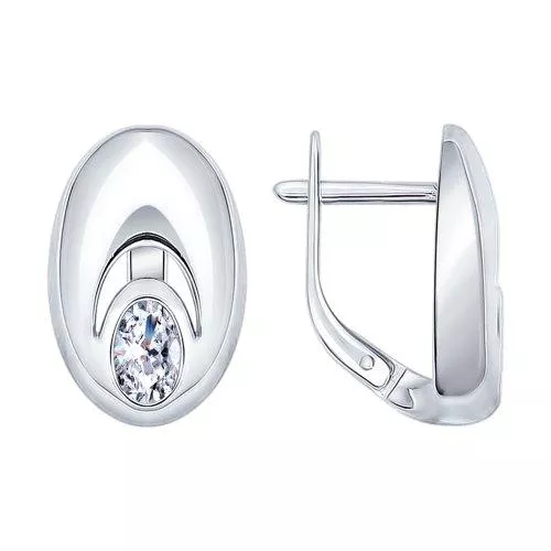 Серьги из серебра с фианитами