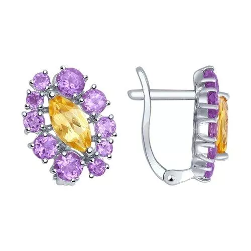 Серьги из серебра с полудрагоценными вставками