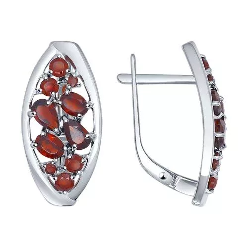 Серьги из серебра с гранатами