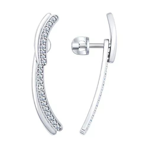 Серьги из серебра с фианитами