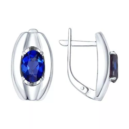 Серьги из серебра с гидротермальными сапфирами