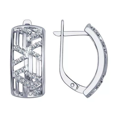 Серьги из серебра с фианитами