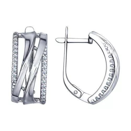 Серьги из серебра с фианитами