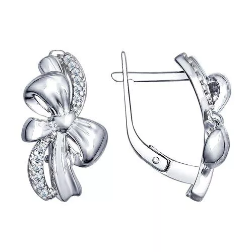 Серьги из серебра с фианитами