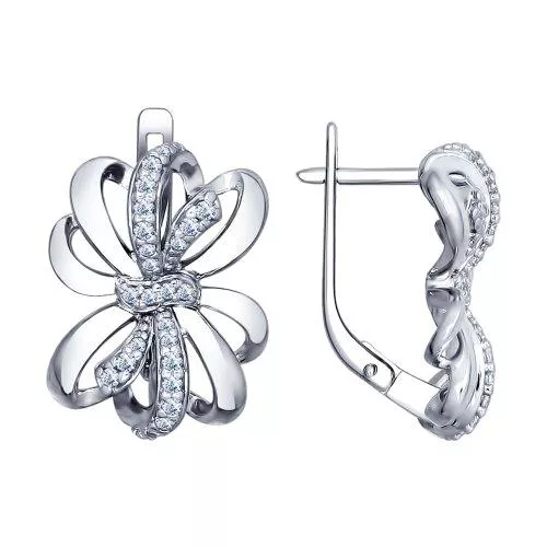 Серьги из серебра с фианитами
