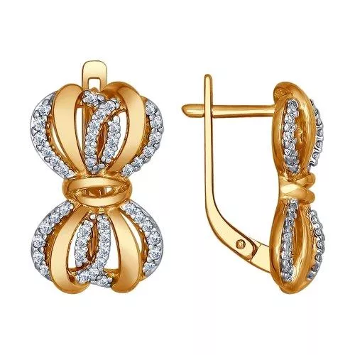 Серьги из золочёного серебра с фианитами