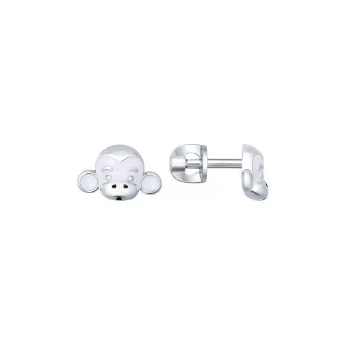 Серьги с обезьянкой из серебра