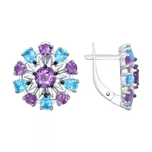 Серьги из серебра с полудрагоценными вставками