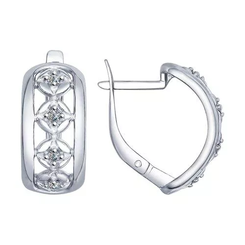 Серьги из серебра с фианитами
