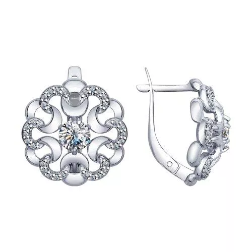 Серьги из серебра с фианитами