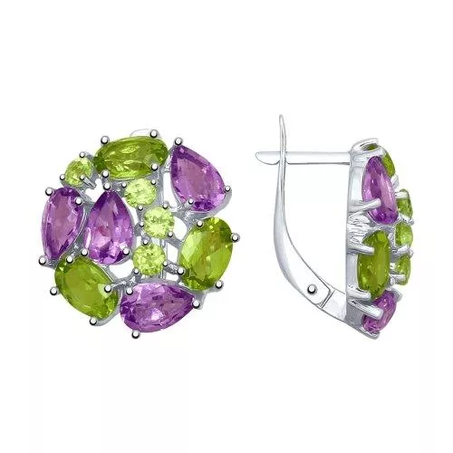 Серьги из серебра с полудрагоценными вставками