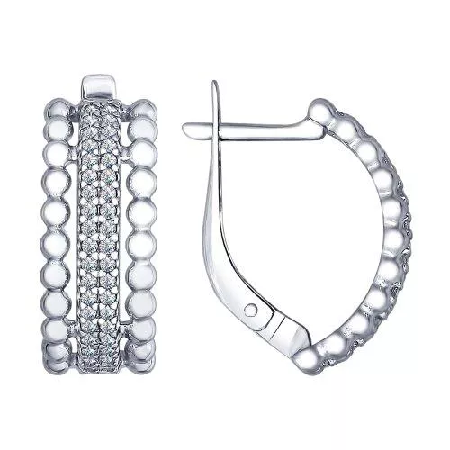 Серьги из серебра с фианитами