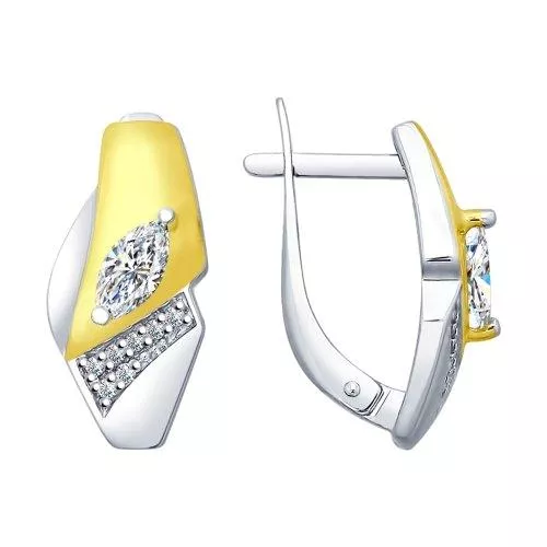 Серьги из золочёного серебра с фианитами