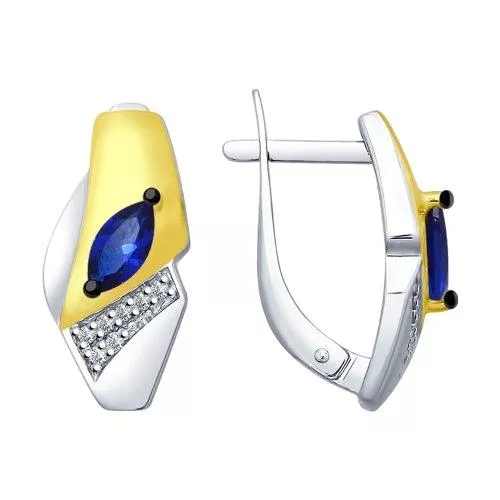 Серьги из золочёного серебра с фианитами