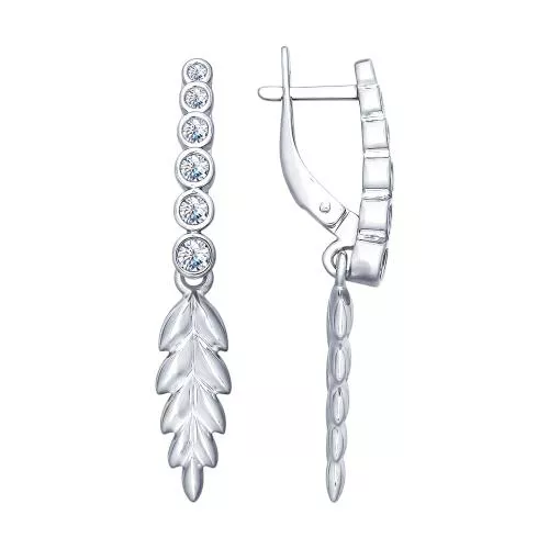 Серьги из серебра с фианитами