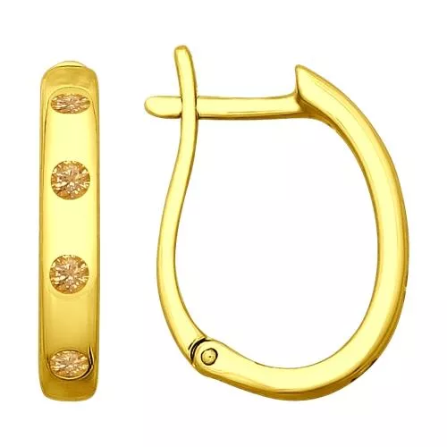 Серьги из золочёного серебра с фианитами