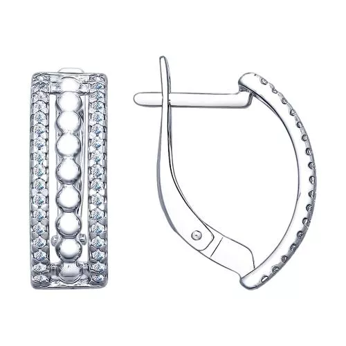 Серьги из серебра с фианитами
