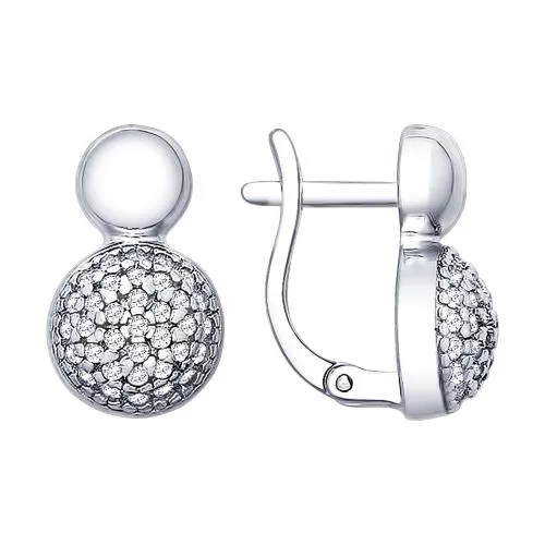 Серьги из серебра с фианитами