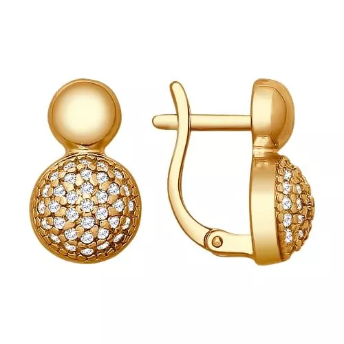 Серьги из золочёного серебра с фианитами