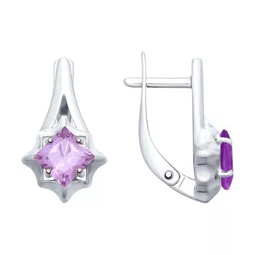 Серьги из серебра с аметистами