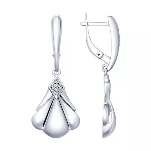 Серьги из серебра с фианитами