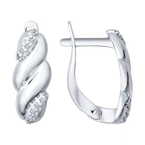 Серьги из серебра с фианитами