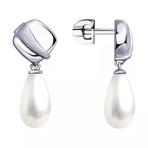 Серьги из серебра с белым жемчугом