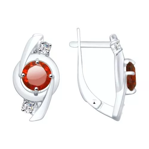 Серьги из серебра с фианитами