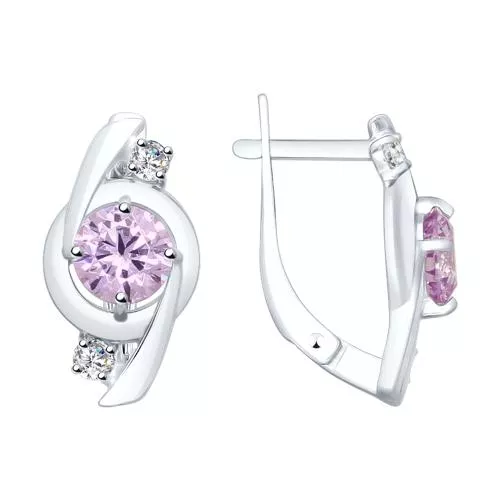 Серьги из серебра с фианитами