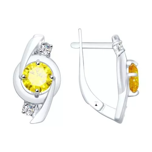 Серьги из серебра с фианитами