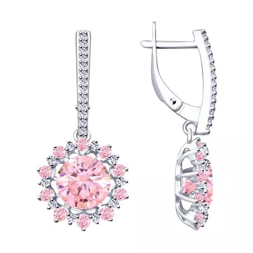 Серьги из серебра с фианитами